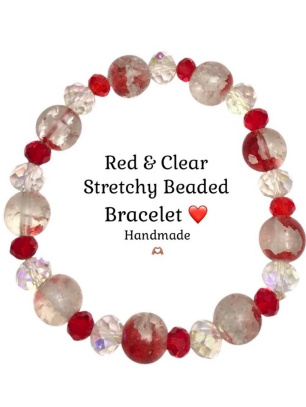 Red & Clear Beaded Bracelet ❤️